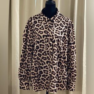 Zeagoo Animal Print Top in Black and Tan
